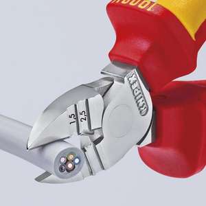 Pince à dénuder diagonale isolée Knipex testée VDE avec poignées multi-composants et manches chromés pour travaux isolés - Product Image 3