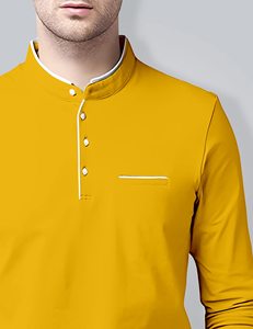 Chemise à col rond thermique en coton biologique pour homme avec col montant, manches longues, maille gaufrée, coton bambou - Product Image 4