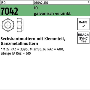 ISO 7042 M27 น็อตหกเหลี่ยมชุบสังกะสีด้วยไฟฟ้า แพ็ค 10 ชิ้น - Product Image 1