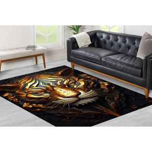 Geometric Tiger <b>Doormat</b>, Golden Jungle Cat Rug, Fierce Animal Art Mat,Nonwoven Soft Rug - Product Image 3