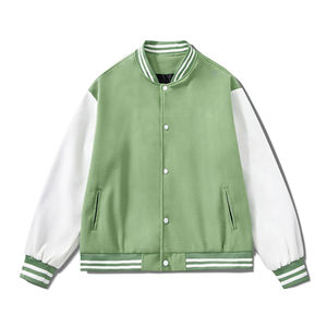 Men's Custom Wool <b>Thin</b> Varsity <b>Jacket</b> with Stand Collar Baseball Theme Winter Bomber <b>Waterproof</b> Windproof Breathable - Product Image 1