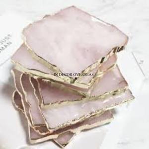 Most Demanding Stylish Fancy Designer Epoxy Resin Made <b>Coasters</b> For Drinks With Golden Edges From India In Impressive Price - Product Image 1