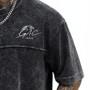 Mens Oversized Washed Black O-Neck <b>Polyester</b>/Cotton <b>Tshirt</b> Short Sleeve Casual Streetwear Loose Fit Garment Dyed Quick Dry - Product Image 3