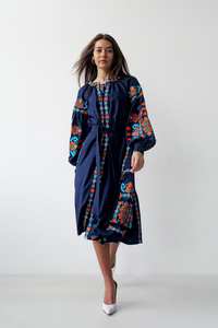 2024เดรสแขนยาววินเทจสุดชิคของผู้หญิงแฟชั่นฤดูใบไม้ร่วงใหม่พร้อมพิมพ์ลายดิจิตอลปักเดรสผู้หญิง - Product Image 4