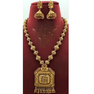 Classic High Quality Gold Plated Stones Look <b>Necklace</b> <b>Set</b> With Earrings for <b>Wedding</b> Festive Wear Collection For Women - Product Image 1