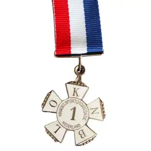 Cheap award custom short ribbon metal miniature medal