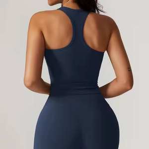 Camisetas sin mangas de compresión de secado rápido para mujer, camiseta sin mangas deportiva, chaleco de gimnasio ajustado de Color sólido para mujer, camisola al por mayor - Product Image 3