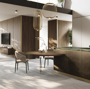 Juego de Muebles de Cocina Modernos de Lujo Estilo Italiano, Isla de Cocina Modular con Cubierta de Mármol Verde Esmeralda y Acabado Metálico en Latón - Product Image 5