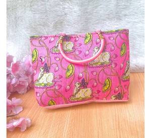 Pichwai กระเป๋าถือสตรีหูหิ้วคู่พิมพ์ลายออกแบบสำหรับเทศกาลของขวัญกลับมากระเป๋าถือสำหรับงานแต่งงาน - Product Image 3