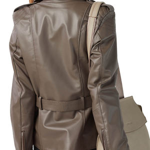 Chaqueta de cuero para mujer con logotipo personalizado, transpirable, antiarrugas, impermeable, ecológica, de primera calidad, chaqueta ligera para mujer - Product Image 6