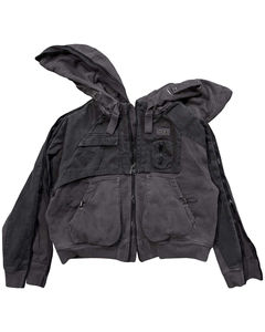 Vêtements de travail courts rétro personnalisés, patchwork lavé à fermeture éclair complète, style de rue surdimensionné, Hip Hop pour hommes - Product Image 3