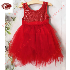 เดรสปาร์ตี้เจ้าหญิงประดับเลื่อมสำหรับเด็กผู้หญิงกระโปรงตาข่าย - Product Image 1