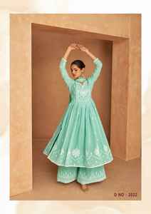 Último diseñador Faux Georgette bordado secuencia trabajo Sharara traje por Fab Zone - Product Image 3