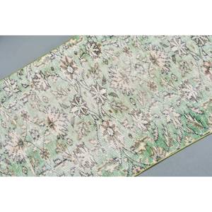 Alfombra de lana blanca y verde de 2,6x6 pies vintage, alfombra clásica turca de gran área rectangular para pasillo, patrón abstracto, modelo de respaldo de látex, alfombra para habitación - Product Image 5