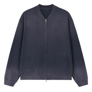 Veste vintage surdimensionnée unie noire pour homme, personnalisable, en tissu épais, effet délavé à l'acide et décoloré par le soleil - Product Image 1