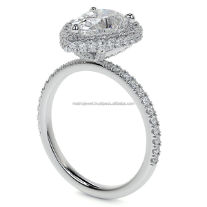 Elegant Pear Cut Diamond Ring With Round Cut Moissanite Engagement Unique Artistic Diamond Ring <b>Bridal</b> <b>Set</b> Promise Ring <b>Jewelry</b> - Product Image 4