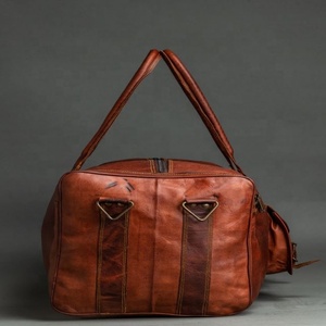 Bolsa de gimnasio deportiva de moda informal multiusos personalizada 100% de cuero genuino para hombres bolsas de lona de fin de semana duraderas con compartimento para zapatos - Product Image 4