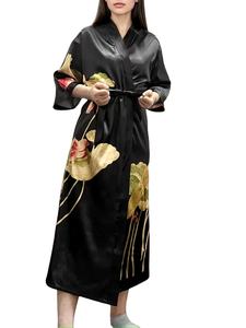 Nueva Camisola de Satén de Seda 100% Estampada al por Mayor, Ropa de Dormir de Verano, Bata de Seda Satinada No Tejida para Mujer, Pijama Casual con Logotipo Personalizado - Product Image 6