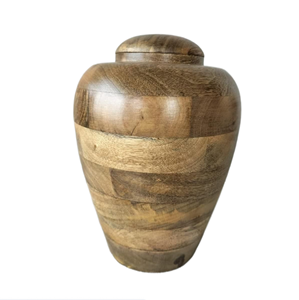 Urne funéraire en bois de grande capacité avec panneaux en bois superposés, finition lisse et brillante, forme traditionnelle - Product Image 5