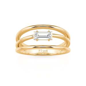 Jeulia IGI Certified Split Shank <b>Emerald</b> Cut Sterling <b>Silver</b> <b>Ring</b> - Product Image 3