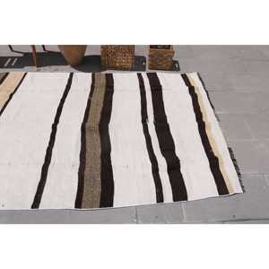 Turkish Rug, 4.5x10.1 ft Large Rug, White <b>Brown</b> <b>Wool</b> Rug - Product Image 5
