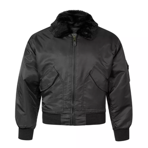 Chaqueta de piloto de bombardero de alta calidad, logotipo de diseño personalizado, chaqueta transpirable con cremallera, cuello de piel sintética, precio al por mayor, calle principal - Product Image 1