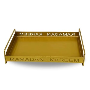 Vente en gros décor Ramadan beau plateau avec poignée fleurie pour but de cadeau Design fantastique - Product Image 5