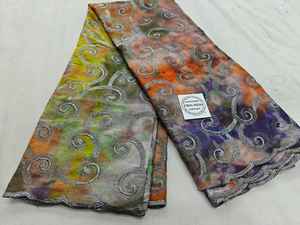 Tela de Algodón Peinado de Alta Calidad, Transpirable, Bordada, Tradicional, Multicolor, Thoub Lafaya Sudanés para Mujer - Product Image 4