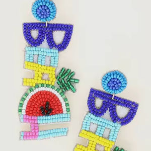 Boucles d'oreilles perlées colorées faites à la main grande taille pour les femmes nouvelles boucles d'oreilles perlées - Product Image 1