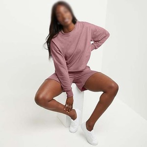 Usine en gros femmes sweat coton léger respirant goutte épaule Streetwear pulls décontractés Logo personnalisé - Product Image 5