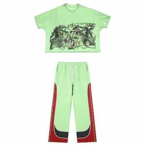 Conjunto de Camiseta y Pantalón Deportivo de Algodón con Estampado Personalizado OEM para Hombre y Mujer, Conjunto Coordinado Suave y Transpirable para un Estilo Diario - Product Image 2