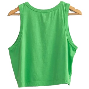 Débardeur court sans manches vert pour femme, mélange de coton, décontracté, été, vente en gros de vêtements de marque privée pour filles, décontracté 2026 - Product Image 3