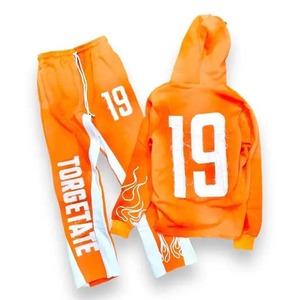 Venta al por mayor de sudaderas con capucha personalizadas, chándal informal con apliques, chándal cálido para correr, chándales de algodón con apliques bordados, conjuntos para hombres - Product Image 6