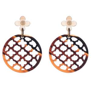 Boucles d'oreilles Chevron en corne de buffle avec anneau en laiton Boucles d'oreilles angulaires en corne de boeuf avec surface en corne polie élégante - Product Image 5