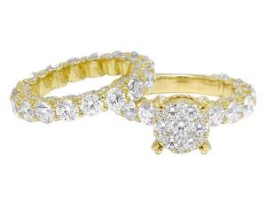 S925 <b>Silver</b> Rhodium Plated Classic Moissanite Round Cluster Diamond Wedding Engagement <b>Ring</b> <b>Set</b> for Women Party - Product Image 4