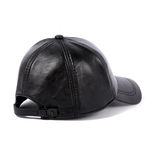 Alta calidad moda papá hombres 6 paneles invierno cuero genuino gorras de béisbol OEM personalizado al aire libre ajustable precio bajo - Product Image 3