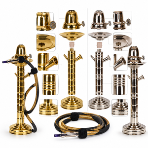 Chicha de table Farida Luxury Missile en laiton, ensemble complet avec cache-vent - Product Image 5