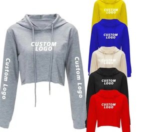 Ropa de mujer Logotipo personalizado Impresión de manga larga Sudadera con capucha Sudaderas Mujeres Crop Top Sudadera con capucha - Product Image 4