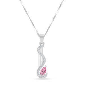 NOVAMART Fine Handmade Silver Nico Pink CZ <b>Pendant</b> Chain <b>Emerald</b> Cut Religious Charm Platinum Material Number Pattern Wholesale - Product Image 1