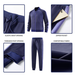 Chándal de Entrenamiento para Hombre, Otoño/Invierno, Color Sólido, 100% Algodón, Ligero, Diseño 2 en 1, Cierre Completo - Product Image 4