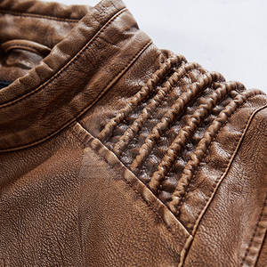 Veste en cuir pour hommes de style vintage avec texture et fermeture à glissière pour le nouveau design de la veste d'hiver pour hommes - Product Image 5