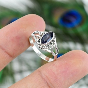 Lolite Cabochon pierre précieuse naturelle 925 bague en argent sterling faite à la main bijoux estampillés pour les occasions de fête - Product Image 2