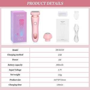 Depiladora Eléctrica Inalámbrica Rosa para Mujer, IPX7, Recargable por USB, 2 en 1, para Rostro, Labios, Brazos, Piernas, Axilas, Área del Bikini - Product Image 3