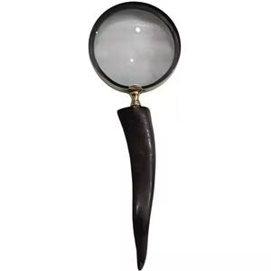 Reproduction antique meilleure lecture Zoom loupe en verre poli poignée en corne de buffle artisanat naturel corne en laiton métal - Product Image 1