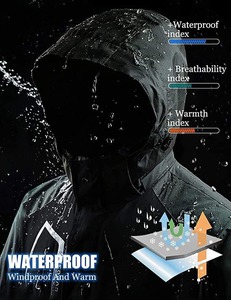 Veste de ski d'extérieur imperméable et coupe-vent pour hommes, col montant, poche avant, vêtements de snowboard d'hiver, tissu en toile - Product Image 6