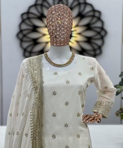 Conjunto de satén de diseñador Salwar Dupatta: conjuntos de satén de diseñador Salwar dupatta elaborados con finura y elegancia, para un sofisticado - Product Image 2