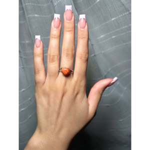 Navajo Handmade <b>Statement</b> <b>Ring</b> Spiny Oyster & Platinum with Natural Coral Turquoise Sterling <b>Silver</b> Size 6.25 Everyday Wear - Product Image 5