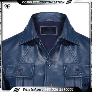 Chaqueta de motorista verde icónica para hombre Cremallera de anilina de piel de oveja real con forro de viscosa acolchado y bolsillos exteriores interiores - Product Image 2