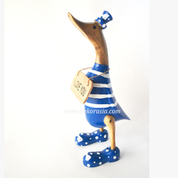 Décoration de canard en racine de bambou bleu foncé, artisanale, écologique, durable, style Art Déco, canard en bois rayé, décoration de luxe pour la maison, cadeaux