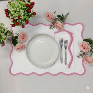 Pink Handmade Eco-Friendly Organic Cotton <b>Placemat</b> Quilted Dining Table <b>Placemat</b> for Wedding House Party - Product Image 3